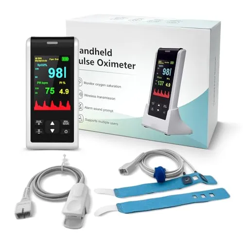 Pulse Oximeter Fingertip Infant Pulse Oximeter Overnight for Kids Handheld Blood Oxygen Saturation Monitor for SpO2 and Pulse Rate Continuous Infant Monitoring Baby Oxygen Monitor & Adult Finger Spot